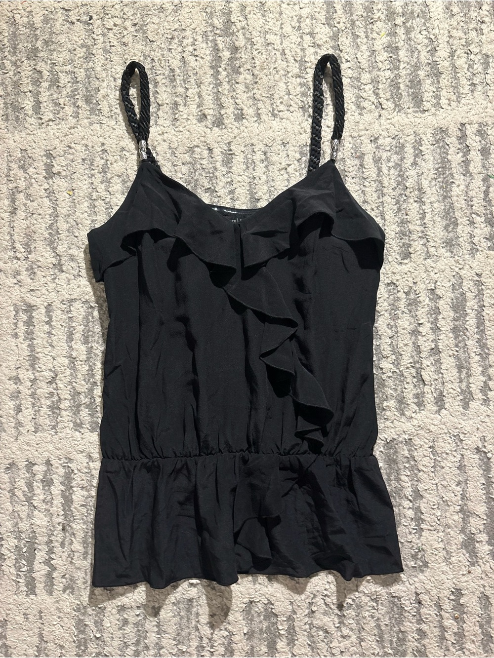 White House black market 100% silk black braided strap tank top size XS